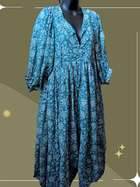 Daughters of India Kyra Midi Dress in Ocean Blue- Small
