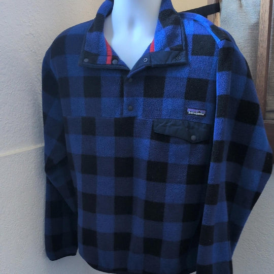 Patagonia Synchilla In Blue Plaid - Medium