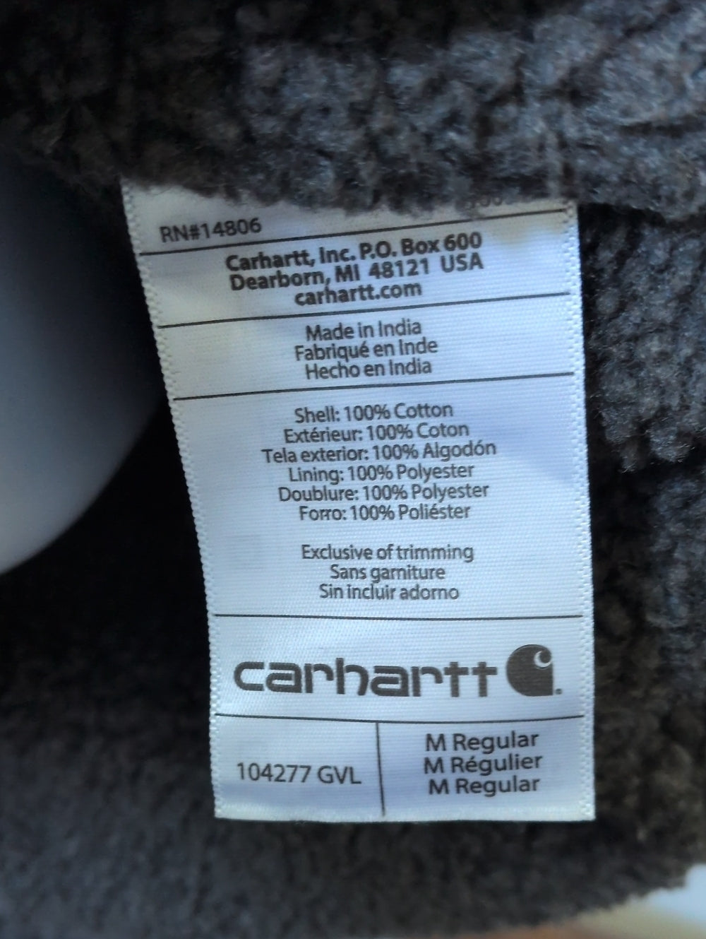 Sherpa Lined Carhartt Vest In Gravel Gray  - Medium
