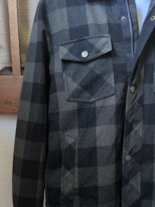 Pendleton Wool Zipper Buffalo Plaid Olive And Black Jacket  - L