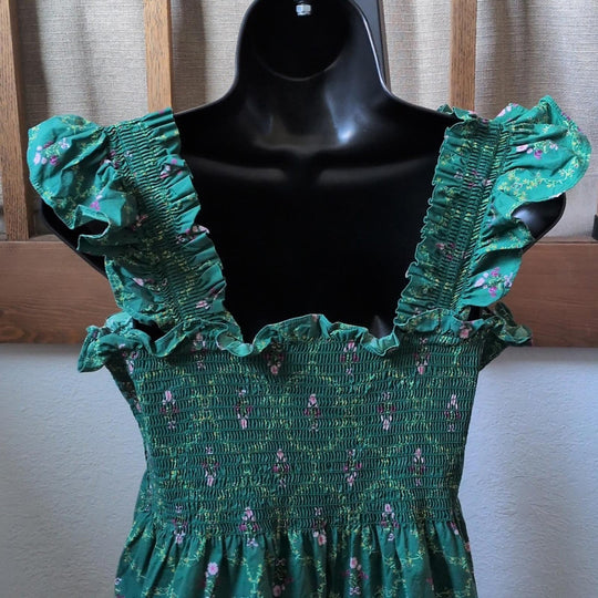 Hill House Ellie Nap Dress In Emerald Trellis Print