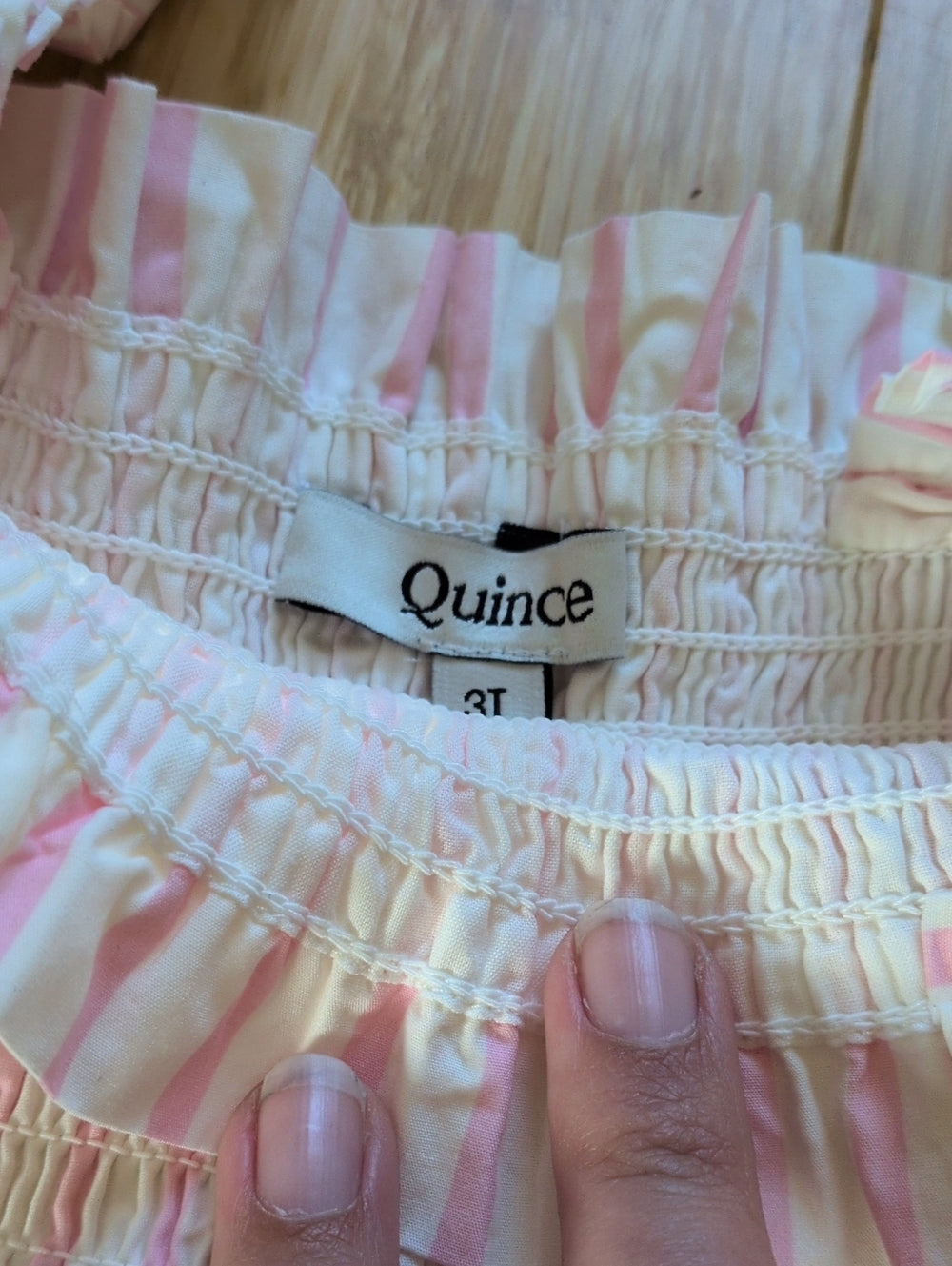 Quince Girls Organic Cotton Poplin Pink Candy Stripe Dress Size 3T