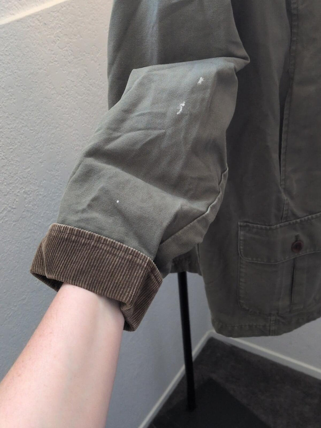 LL Bean Tiktok Viral Olive Green And Brown Corduroy Chore Barn Coat - Medium
