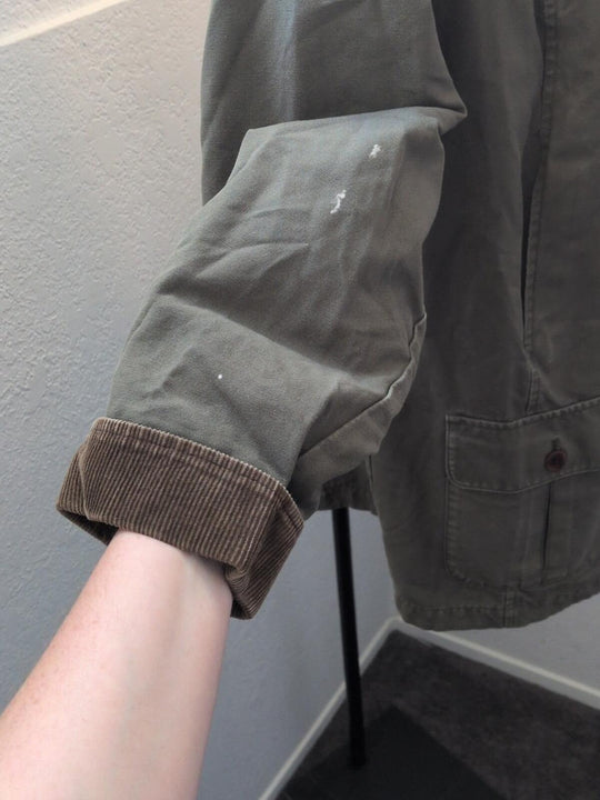 LL Bean Tiktok Viral Olive Green And Brown Corduroy Chore Barn Coat - Medium