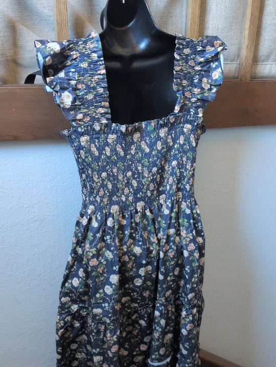 Hill House Ellie Navy Bluebonnet Floral Nap Dress - Large