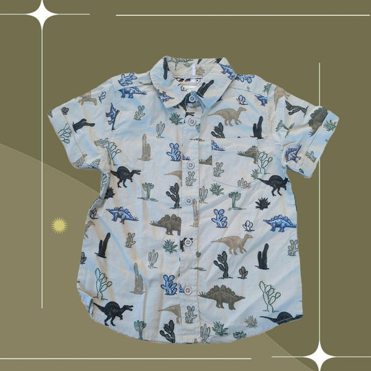 Cactus Boys VROMM Dinosaur Button Down Shirt - 3T