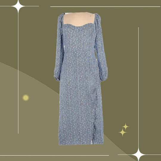 Abercrombie Long sleeve blue floral midi dress