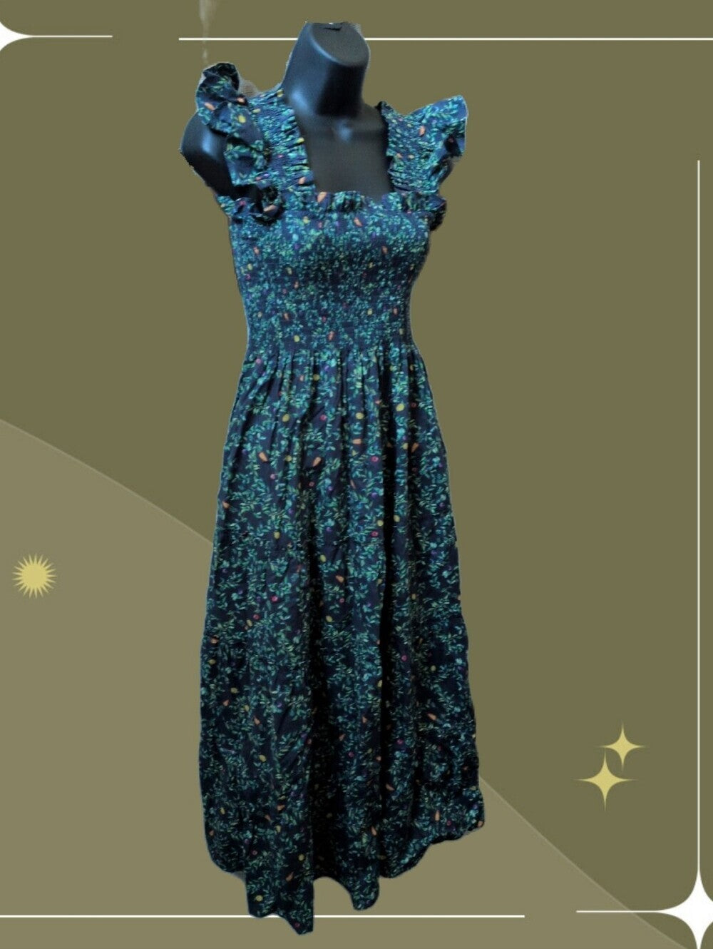 Hill House Home The Ellie Nap Dress  "Midnight Garden Poplin" print size xs