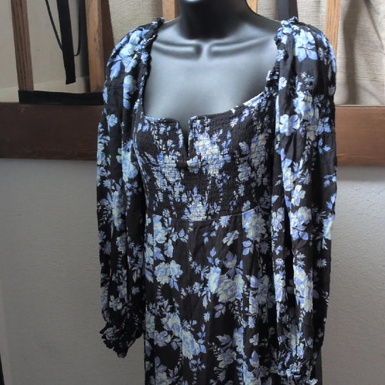 Free People Jaymes Blue Floral Dress - Small