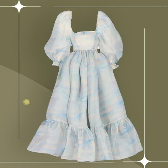 Selkie Renoir Sky French Puff Midi Dress - Small