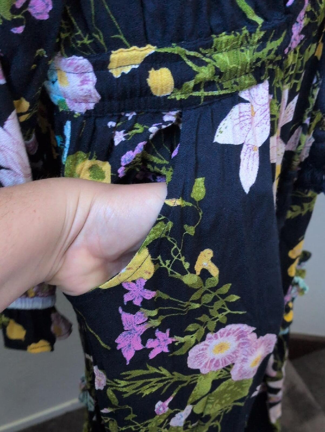 Citrus Navy Floral Tie Waist Dress - XL