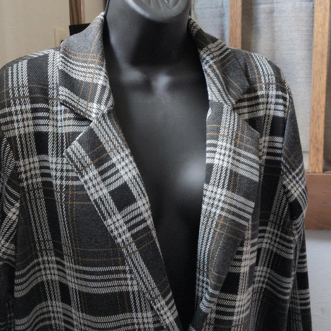 Philosophy Lightweight Plaid Longline Sweater Coat - Medium