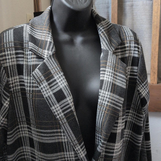 Philosophy Lightweight Plaid Longline Sweater Coat - Medium