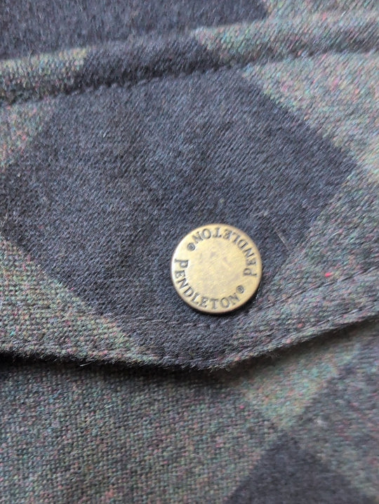 Pendleton Wool Zipper Buffalo Plaid Olive And Black Jacket  - L