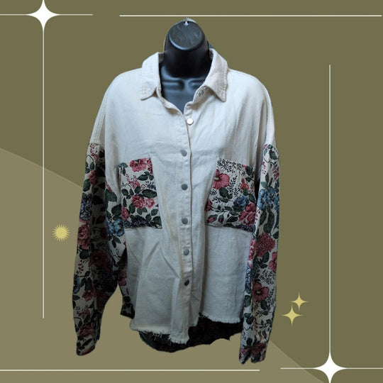 Pol Quilted Floral Oversized Shirt Jacket