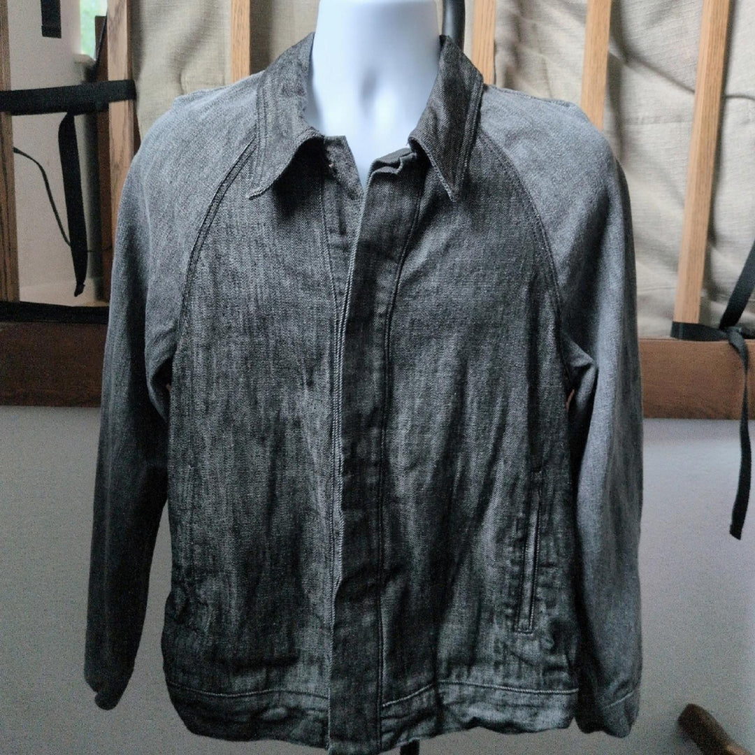 non SSENSE Exclusive Black &Gray Raglan Denim Jacket By Nonfiction - Medium