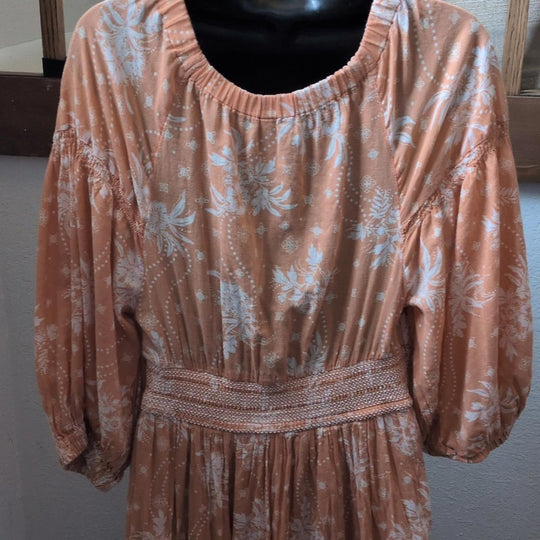Free People Golden Hour Maxi Dress In Sable Size S *Sleeve Stitched Error*
