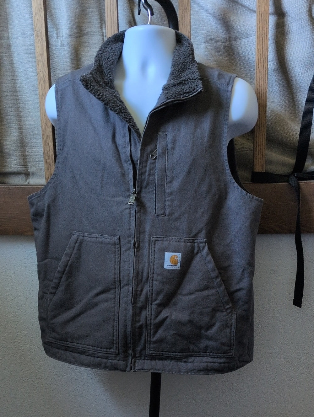 Sherpa Lined Carhartt Vest In Gravel Gray  - Medium