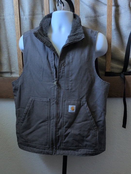 Sherpa Lined Carhartt Vest In Gravel Gray  - Medium