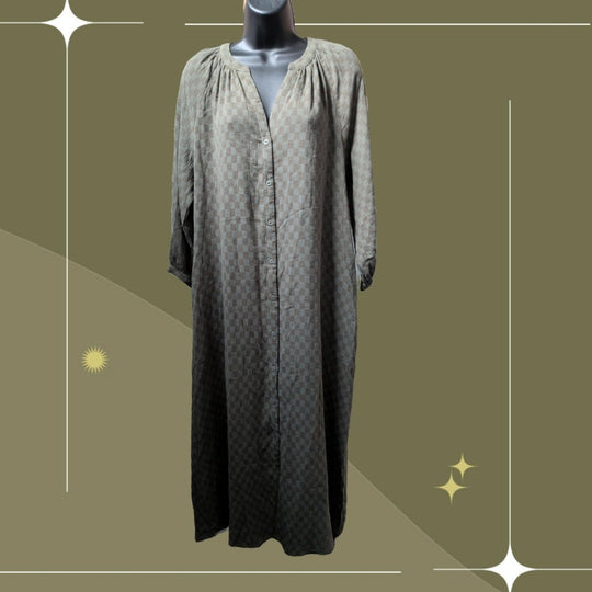 Neuflora Checkered Tie Gingham Dress In Sage Green - XS