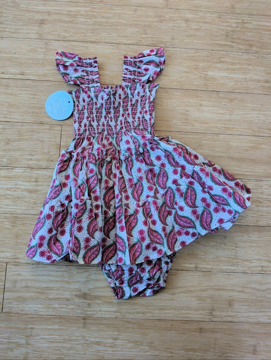 Hill House Tiny Ellie Nap Dress In Birch Vine Red Green Stripe - 2Y