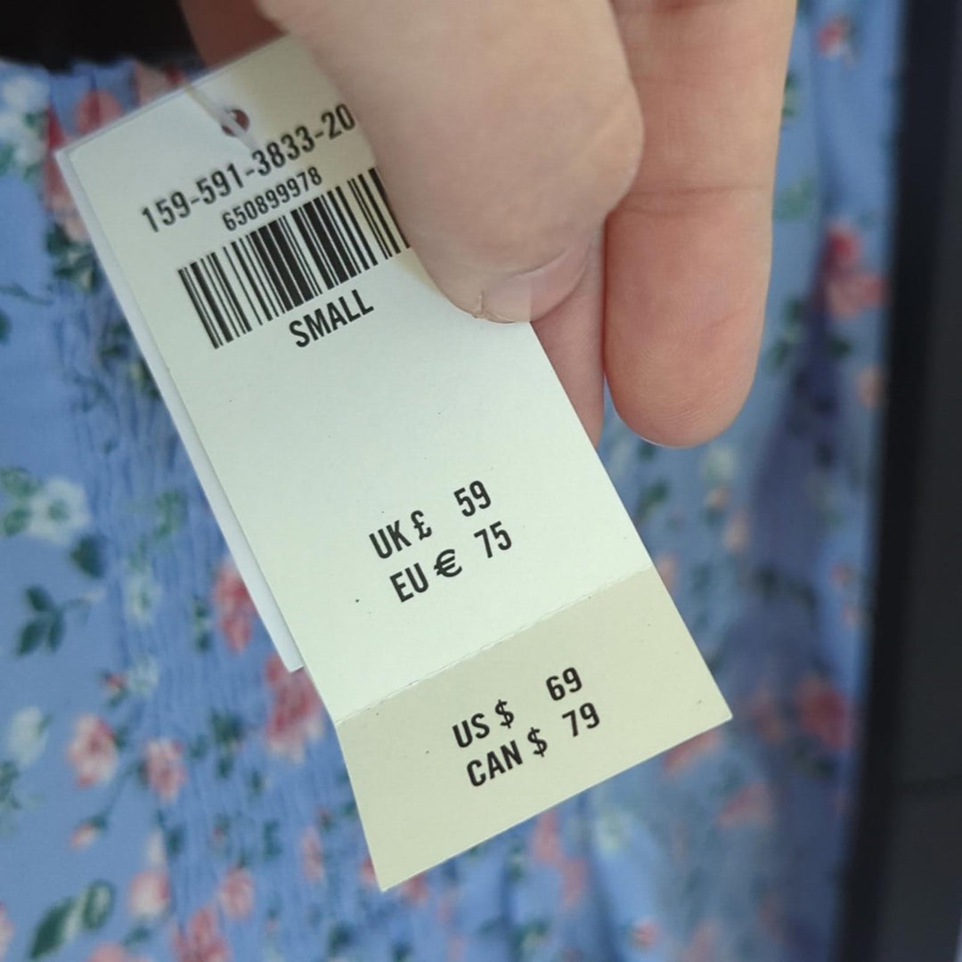 Abercrombie Floral blue mini long sleeve tie front dress