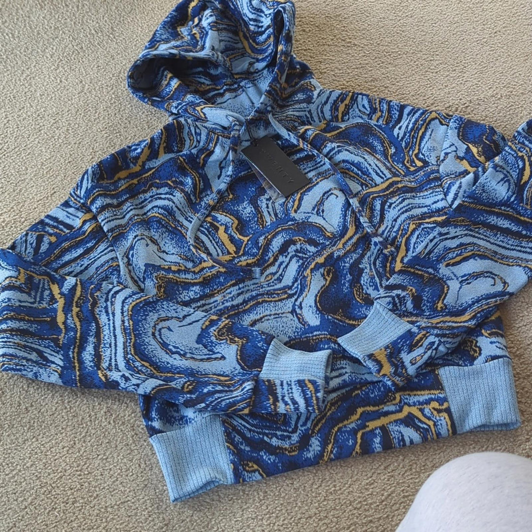 Twenty Montreal Crystal Azurite Hyper Reality Knit hoodie Atlantic Blue - Medium