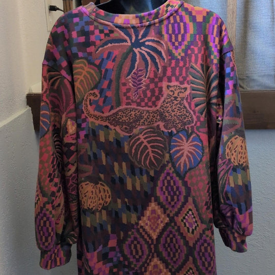 Farm Rio Jungle Animals Tapestry Sweatshirt Dress - Medium