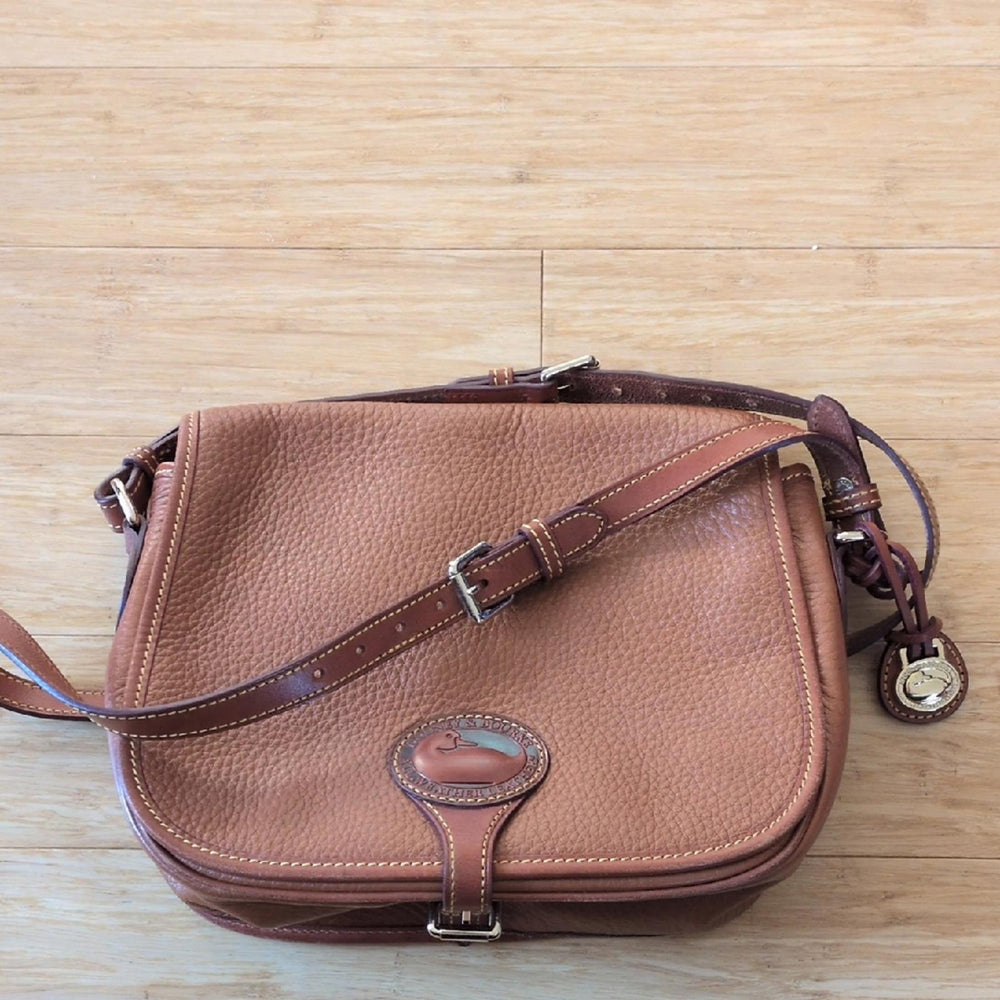 Vintage Dooney And Bourke All Weather Leather Western Leather Saddle Bag