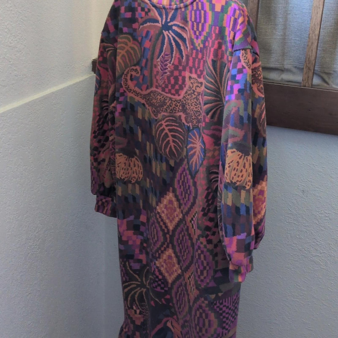 Farm Rio Jungle Animals Tapestry Sweatshirt Dress - Medium