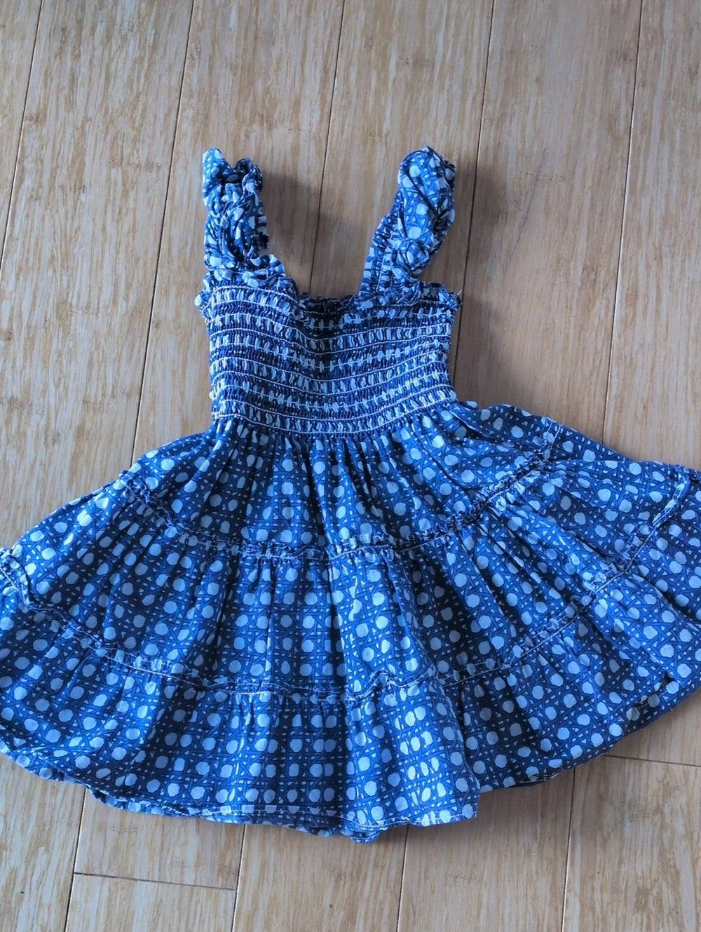 Hill House Tiny Ellie Nap Dress In Blue Trellis - 18-24