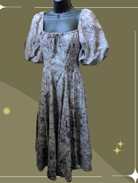Selkie The Day Dress in the Milkmaid Brown Toile Cotton -XS