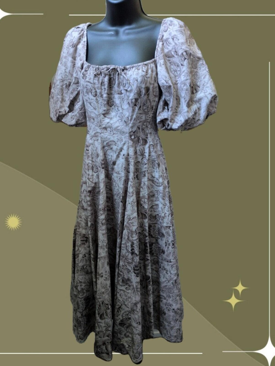 Selkie The Day Dress in the Milkmaid Brown Toile Cotton -XS