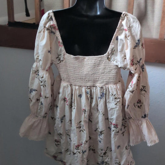 by Anthropologie Long Sleeve Embroidered Mini Dress - Small