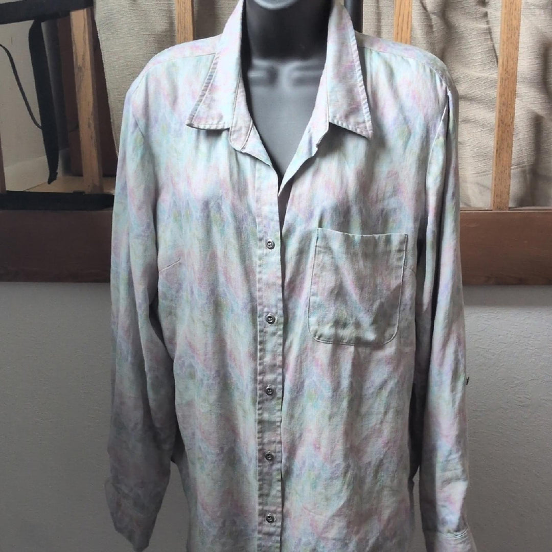 Billy T Colorburst Button Down Linen Shirt - Medium