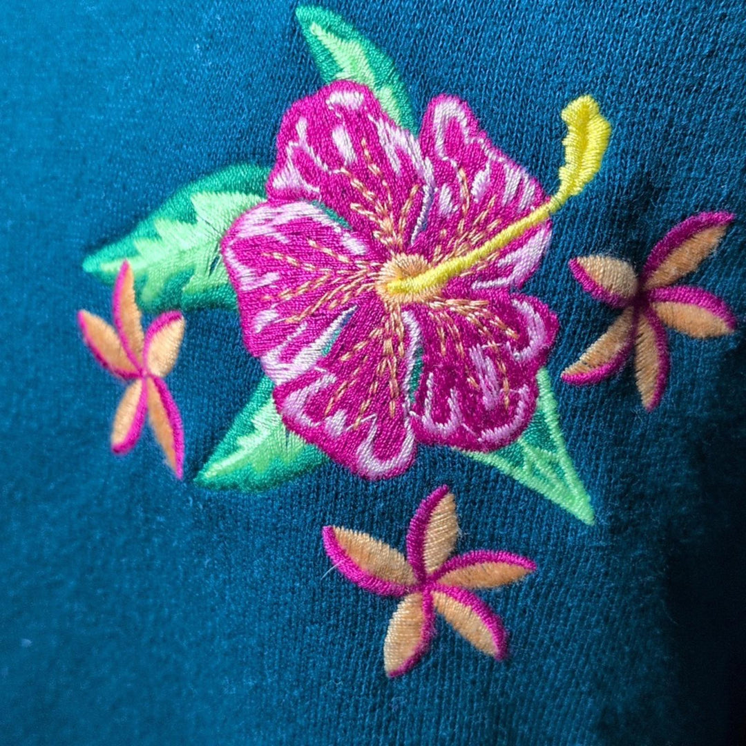 Rare Wildfox Embroidered Hibiscus Floral Sweater