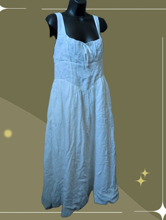 Quince 100% European Linen Corset Midi Dress size XL