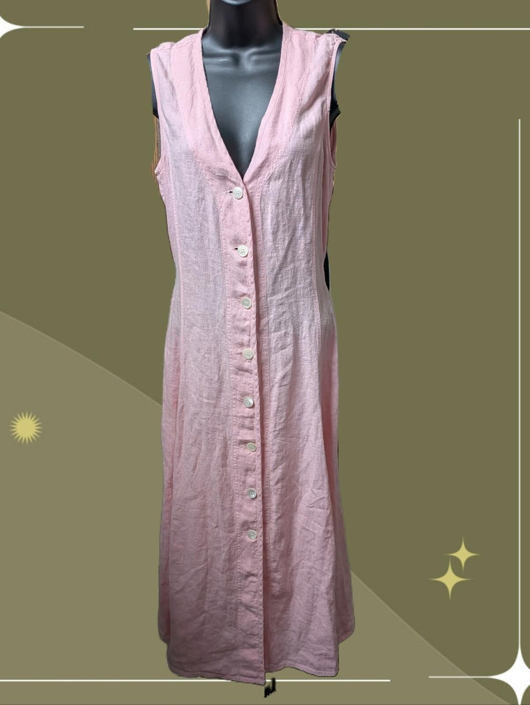 Polo Ralph Lauren Light Pink 100% Linen Midi Dress - US 4
