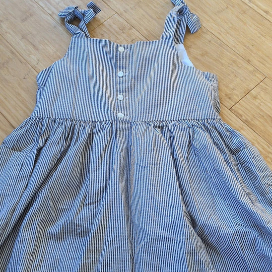 Edgehill Collection Navy Pinstripe Girls Cotton Dress - 6X