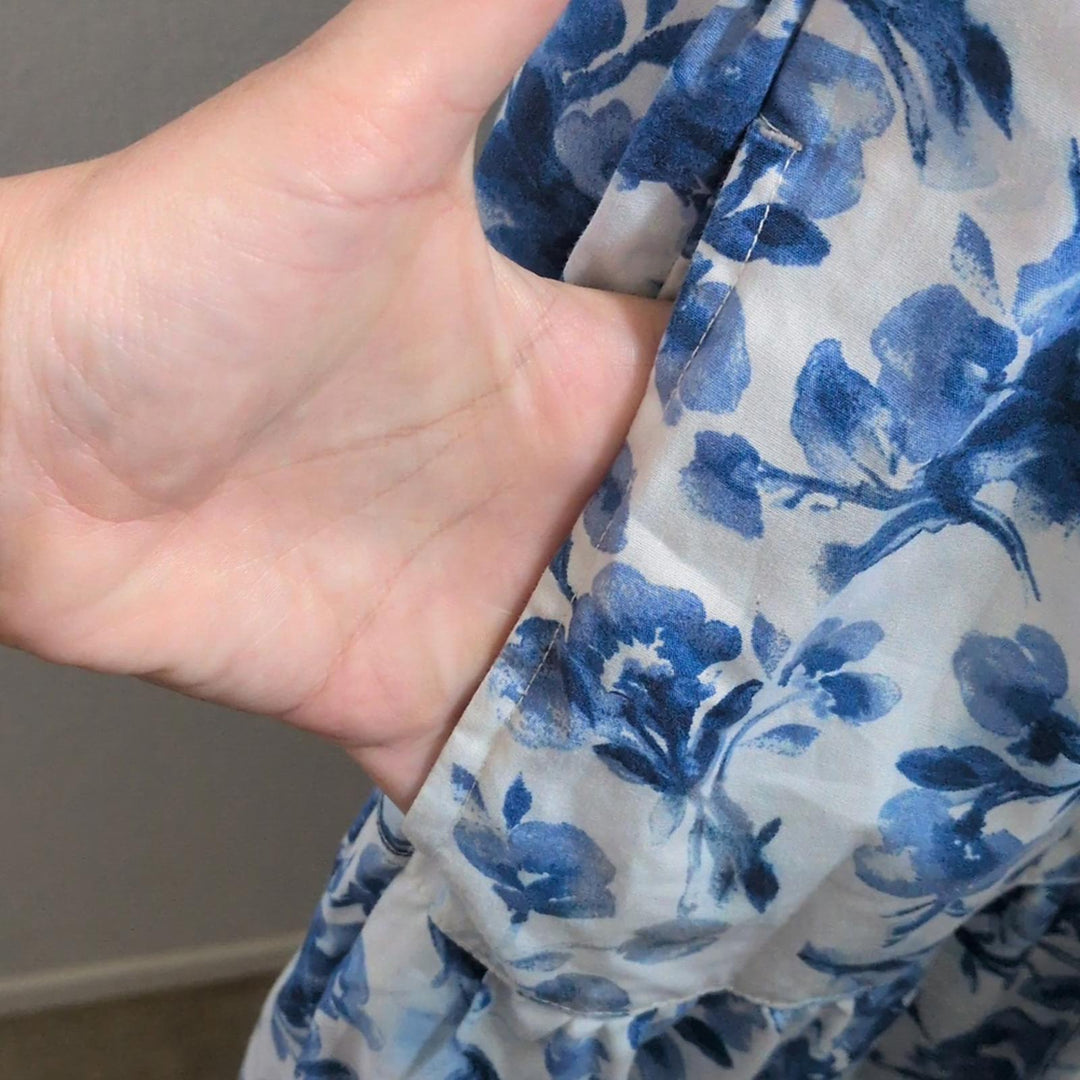 Abercrombie And Fitch Smocked Blue Floral Dress - XS