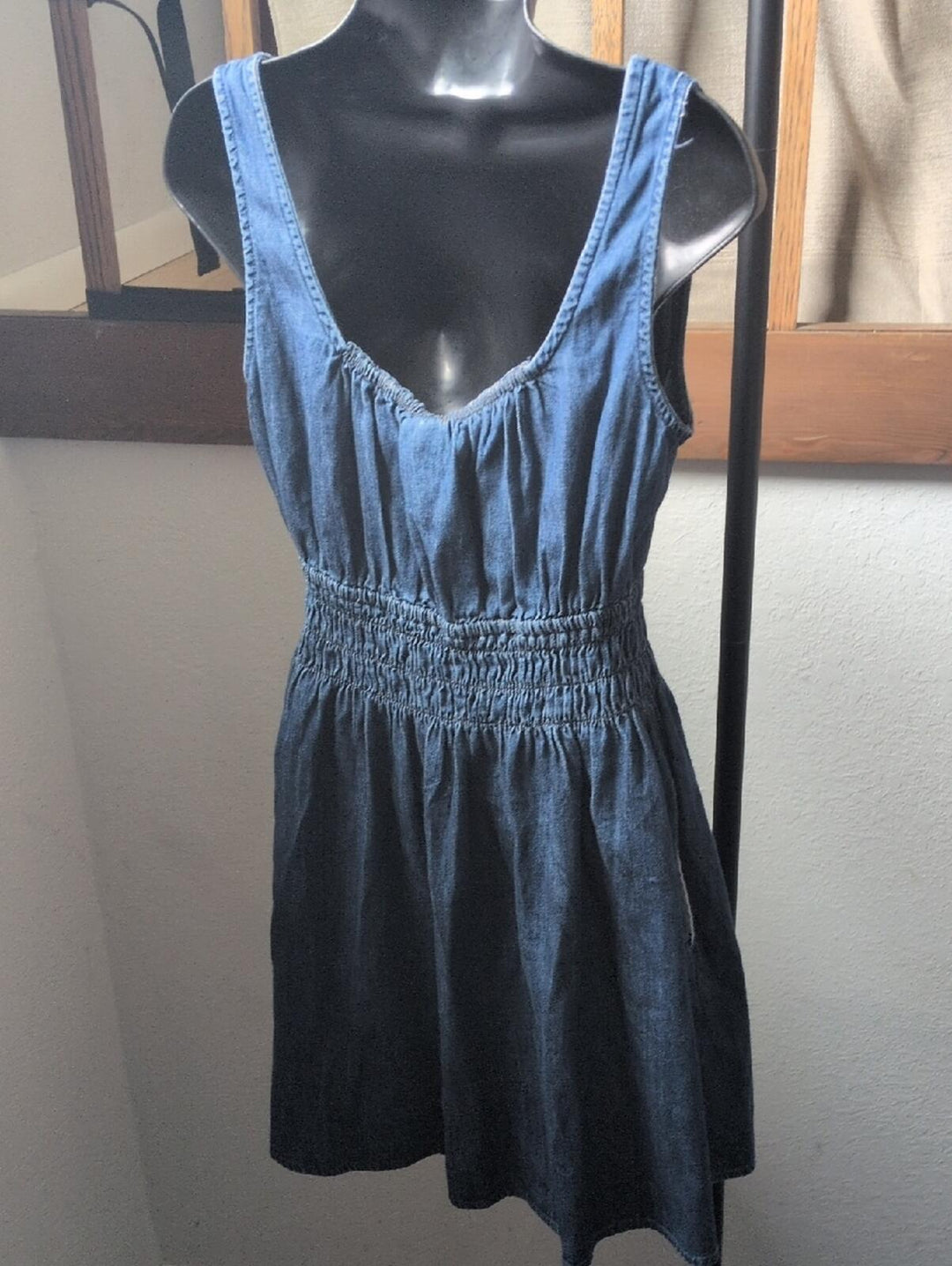 Gap Denim Tie-Front Smocked Waist Mini Dress - S