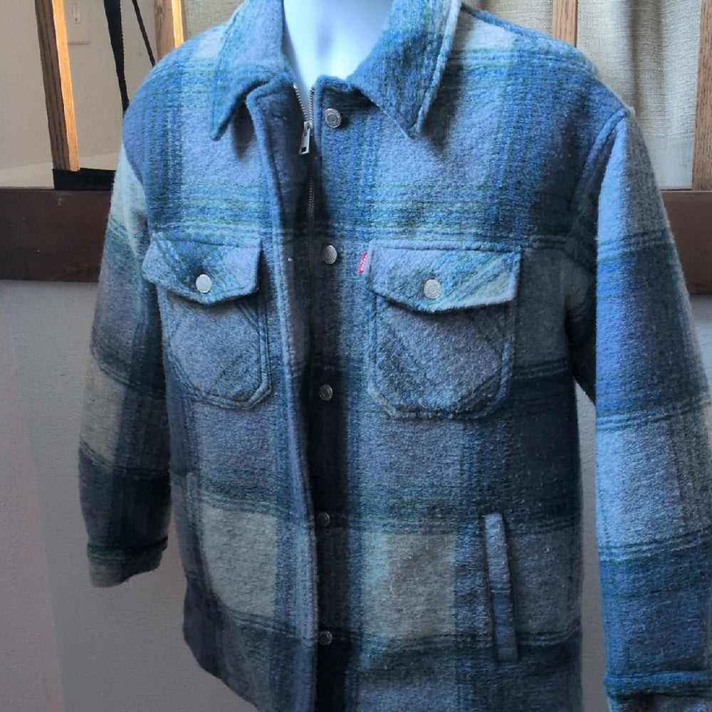 Levi's Fashion Shirt Jacket In Plaid Blue - Medium
