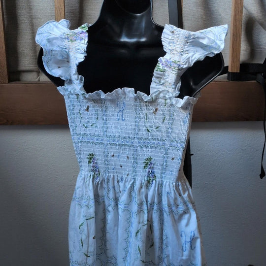 Hill house Home Ellie White Patchwork Floral Midi Dress - Small