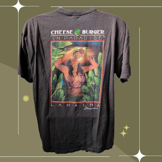 Y2K Vintage Cheeseburger In Paradise Lahaina Maui T-shirt -  Extra Large