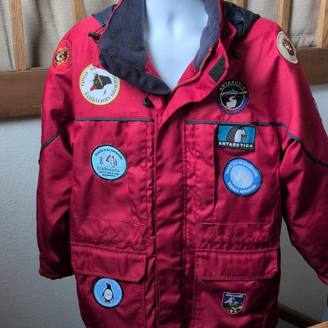 Vintage Antartica, Australia, new Zealand, And Africa Cruise Jacket With Patches - Medium