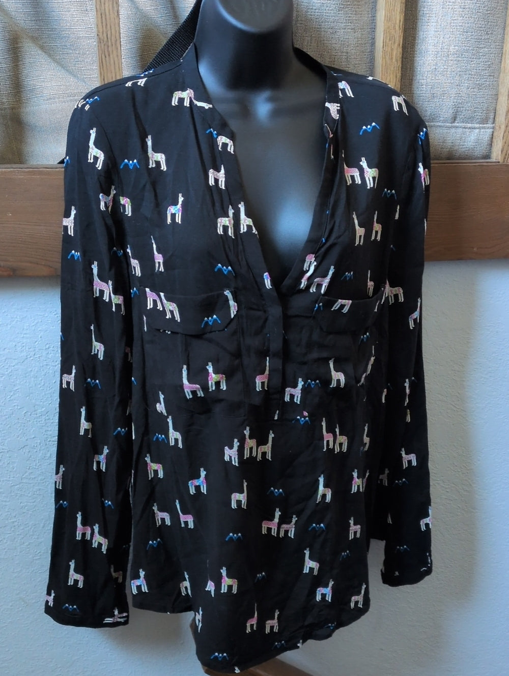 Maeve Llama Alpaca Print Long Sleeve Shirt Size US 12