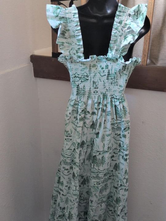 Hill House Home Ski Chalet Winter Toile Ellie Nap Dress  - M