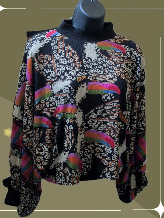 Farm Brazil leopard toucan Tucano patterned Blouse Sweater - L