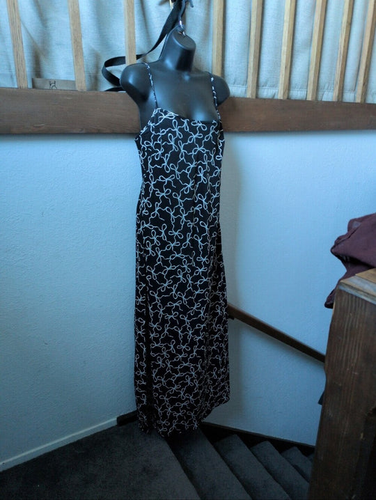Abercrombie Slip Maxi Dress In White And Black Ribbon Size M