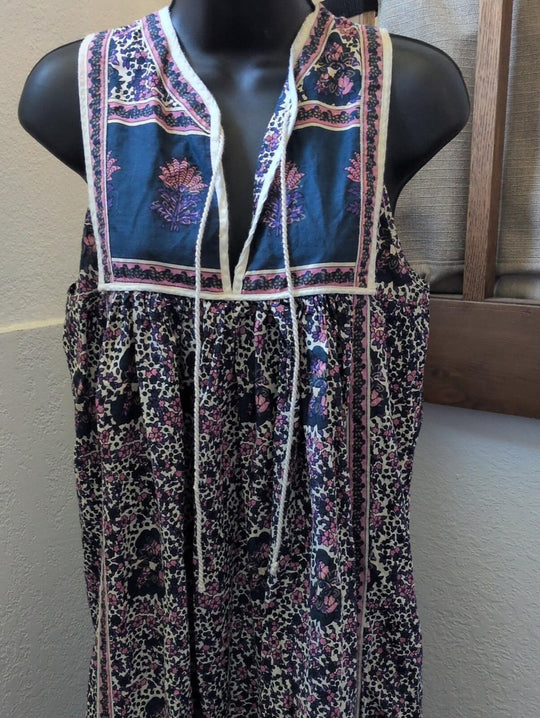 Fox In Gown Boho Block Print Floral Dress -  XS/S